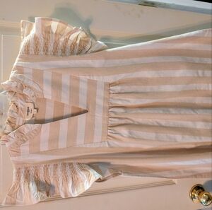 Umgee Beige and White Striped Dress